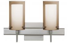 Besa Lighting 2SW-S44007-SN-SQ - Besa Pahu 4 Wall With SQ Canopy 2SW Transparent Smoke/Opal Satin Nickel 2x40W G9