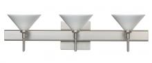 Besa Lighting 3SW-282453-LED-SN-SQ - Besa Wall With SQ Canopy Kona Satin Nickel White Starpoint 3x5W LED