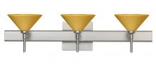 Besa Lighting 3SW-282490-SN-SQ - Besa Wall With SQ Canopy Kona Satin Nickel Mango Starpoint 3x40W G9