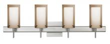 Besa Lighting 4SW-S44007-LED-SN-SQ - Besa Pahu 4 Wall With SQ Canopy 4SW Transparent Smoke/Opal Satin Nickel 4x5W LED