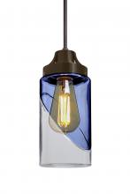 Besa Lighting J-BLINKBL-EDIL-BR - Besa, Blink Cord Pendant For Multiport Canopy, Trans. Blue/Clear, Bronze Finish, 1x4W