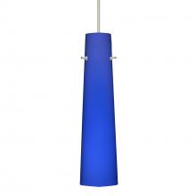 Besa Lighting RXP-5674CM-LED-SN-L - Besa Camino Pendant Satin Nickel Cobalt Blue Matte 1x50W Halogen, 15Ft. Cord