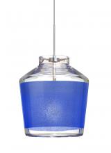 Besa Lighting XP-PIC6BL-SN - Besa Pendant Pica 6 Satin Nickel Blue Sand 1x50W Halogen