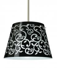 Besa Lighting 1KT-4340BD-LED-SN - Besa Amelia 15 LED Pendant 1KT Black Damask Satin Nickel 3x11W LED