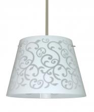 Besa Lighting 1KT-4340WD-LED-SN - Besa Amelia 15 LED Pendant 1KT White Damask Satin Nickel 3x11W LED