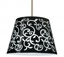 Besa Lighting 1KT-4394BD-LED-SN - Besa Amelia 18 LED Pendant 1KT Black Damask Satin Nickel 3x11W LED