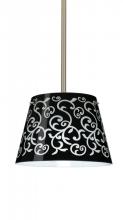 Besa Lighting 1TT-4393BD-SN - Besa Stem Pendant Amelia 12 Satin Nickel Black Damask 1x100W A19