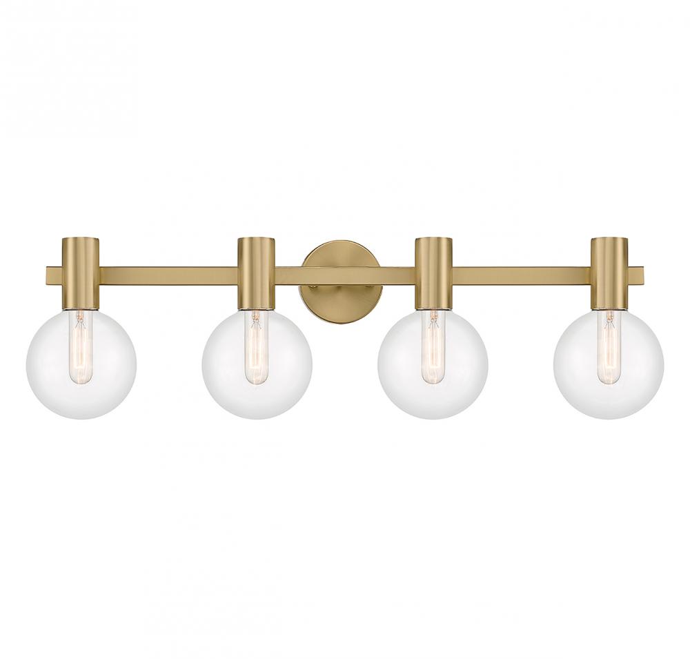 Wright 4-Light Bathroom Vanity Light in Warm Brass