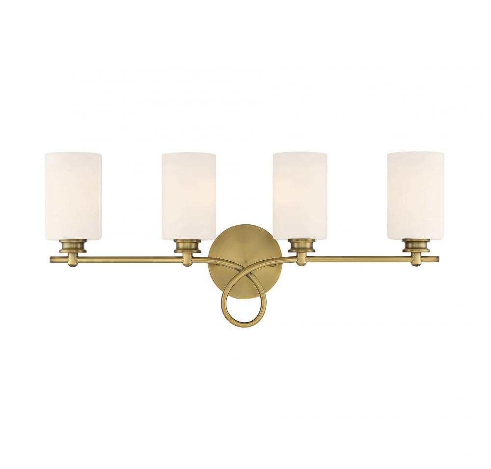 Woodbury 4-Light Bathroom Vanity Light in Warm Brass