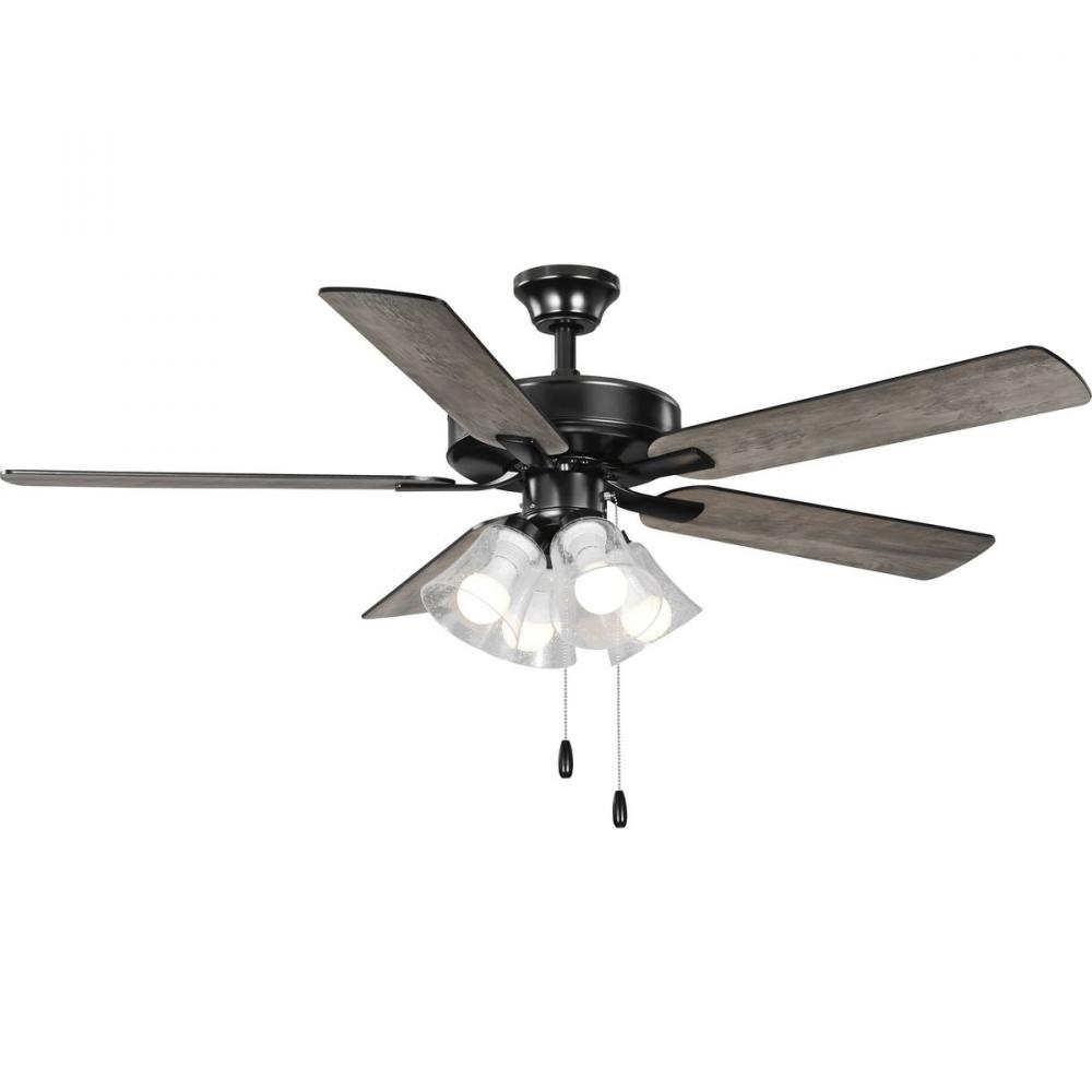 AirPro 52 in. Matte Black 5-Blade AC Motor Transitional Ceiling Fan with Light