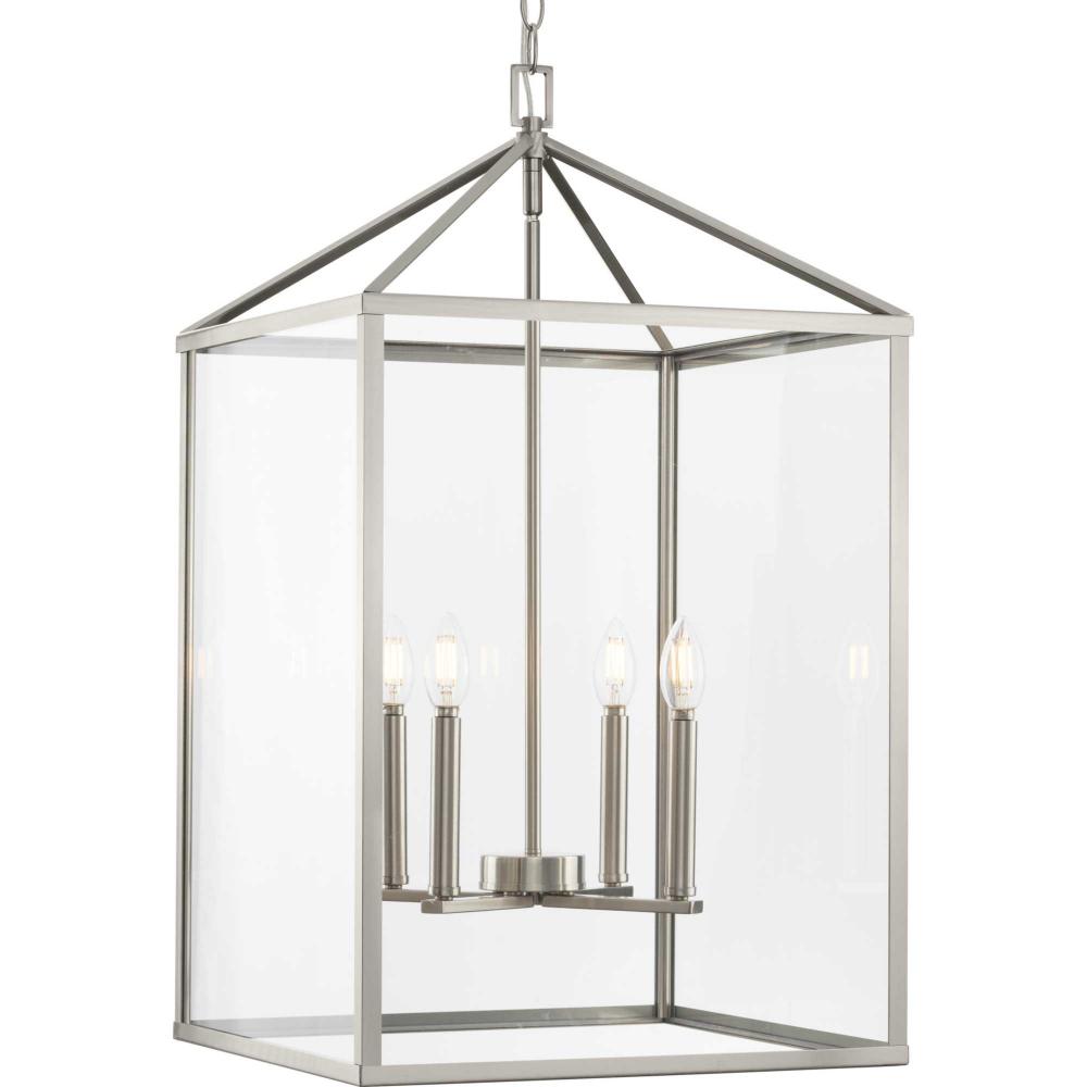 Hilllcrest Collection Four-Light Brushed Nickel Transitional Hall & Foyer Light