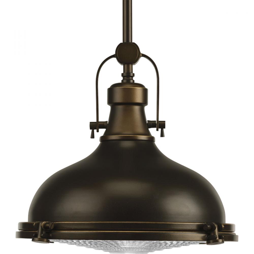 Fresnel Lens Collection One-Light Oil Rubbed Bronze Fresnel Glass Coastal Pendant Light