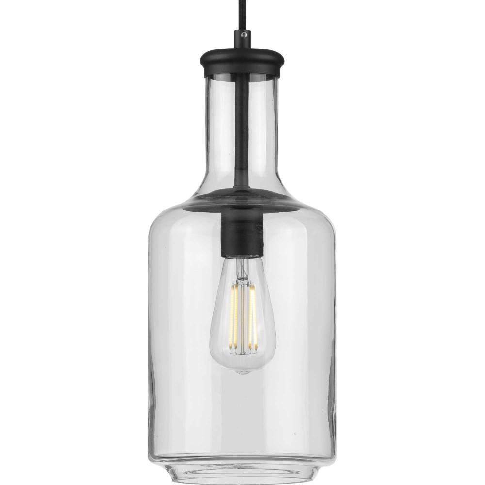 Latrobe Collection One-Light Matte Black Clear Glass Coastal Pendant Light