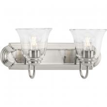 Progress P300390-009 - Two-Light Brushed Nickel Transitional Bath and Vanity Light with Clear Glass for Bathroom