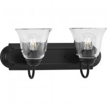 Progress P300390-31M - Two-Light Matte Black Transitional Bath and Vanity Light with Clear Glass for Bathroom