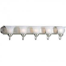 Progress P3055-09 - Five-Light Brushed Nickel Alabaster Glass Traditional Bath Vanity Light