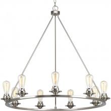 Progress P400016-009 - Debut Collection Nine-Light Brushed Nickel Farmhouse Chandelier Light