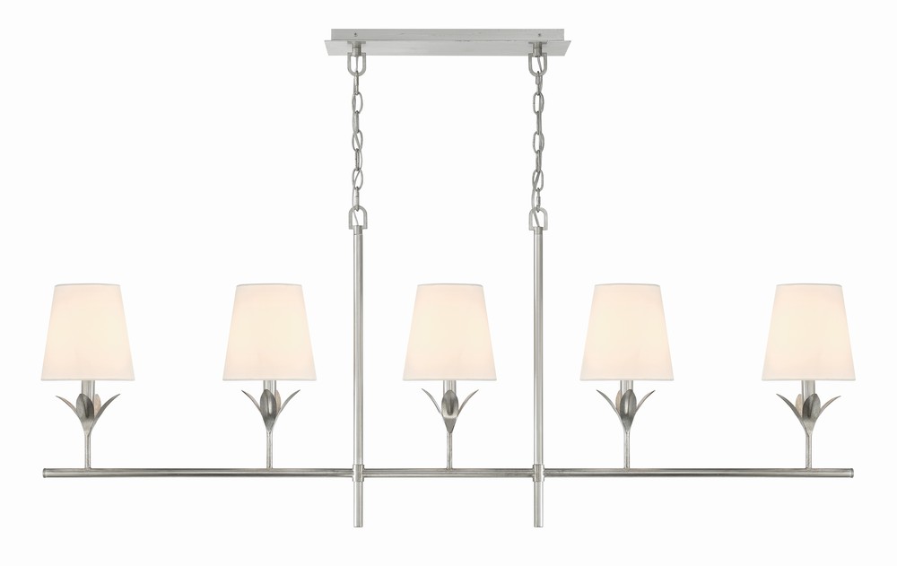 Broche 5 Light Antique Silver Linear Chandelier