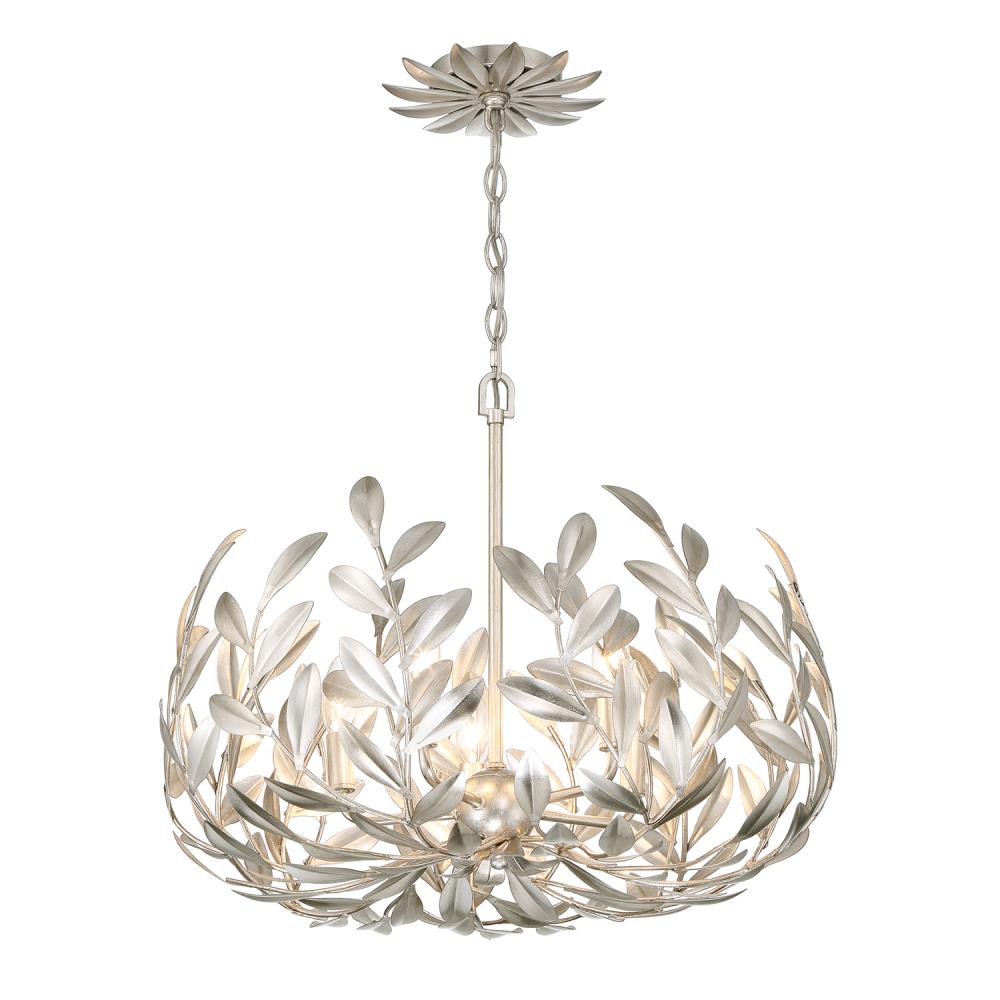 Broche 5 Light Antique Silver Chandelier