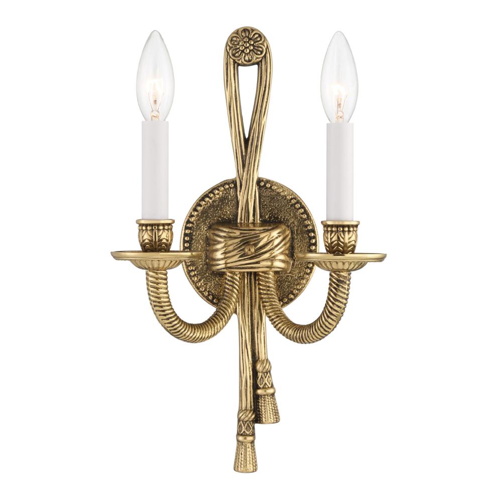 Crystorama 2 Light Olde Brass Cast Sconce