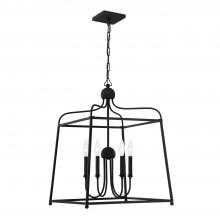 Crystorama 2244-BF_NOSHADE - Libby Langdon Sylvan 4 Light Black Forged Lantern Chandelier