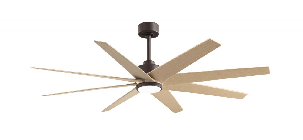 Ariella 8-blade ceiling fan in Textured Bronze and Light Maple Tone blades