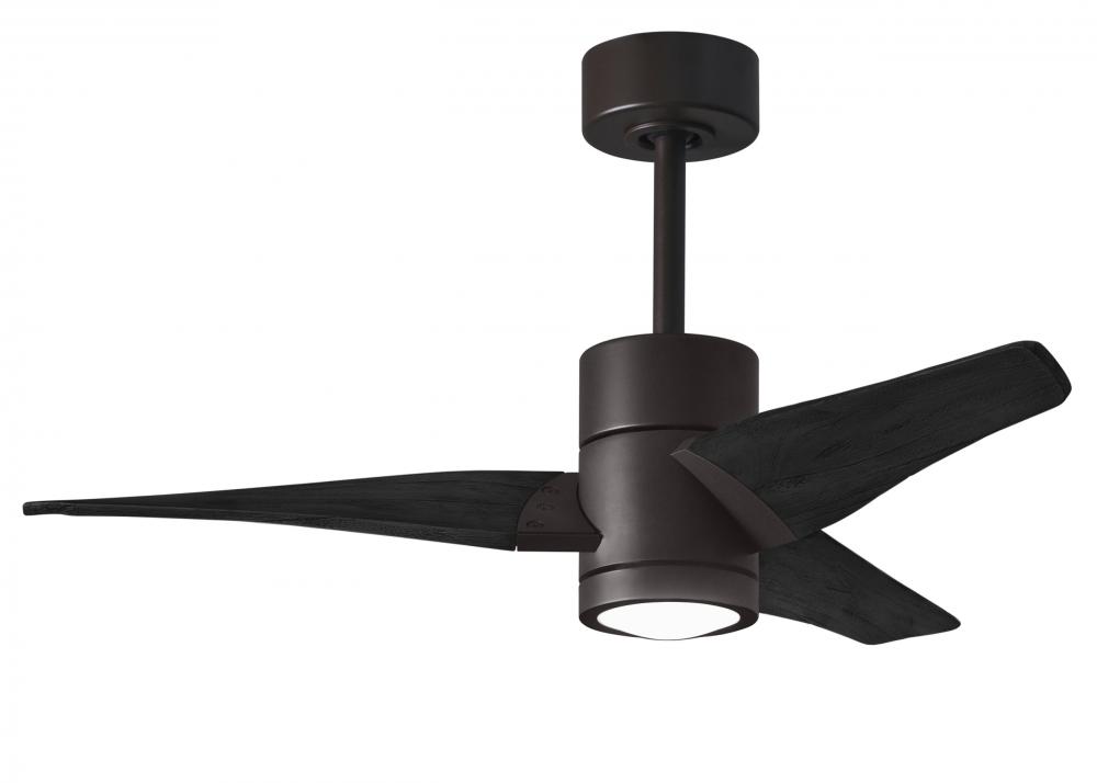 Super Janet three-blade ceiling fan in Textured Bronze finish with 42” solid matte blade wood bl