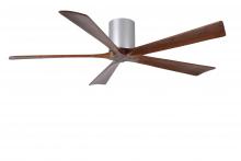 Matthews Fan Company IR5H-BN-WA-60 - Irene-5H five-blade flush mount paddle fan in Brushed Nickel finish with 60” solid walnut tone b