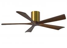  IR5H-BRBR-WA-52 - Irene-5H five-blade flush mount paddle fan in Brushed Brass finish with 52” solid walnut tone bl