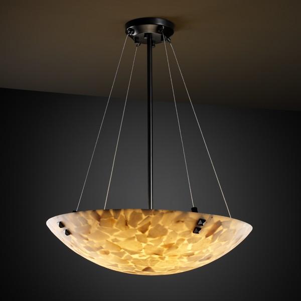 24" LED Pendant Bowl w/ Concentric Circles Finials