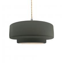 Justice Design Group CER-6543-PWGN-NCKL-BEIG-TWST - Medium Tier 1-Light Pendant