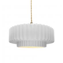 Justice Design Group CER-6553-WTWT-BRSS-BEIG-TWST - Medium Tier Pleated 1-Light Pendant