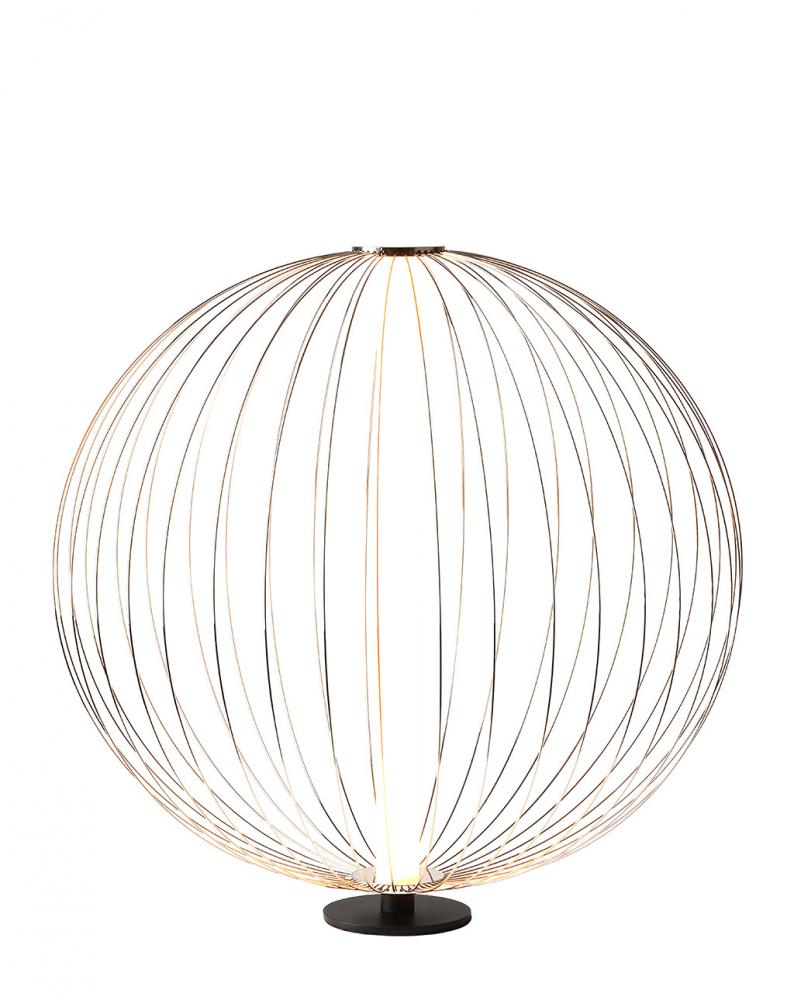 Spokes Table Lamp Round Small Satin Nickel