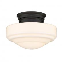 Golden 0508-SF BLK-VMG - Ingalls Semi-Flush in Matte Black with Vintage Milk Glass Shade