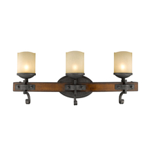 Golden 1821-BA3 BI - Madera 3-Light Bath Vanity in Black Iron with Toscano Glass