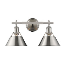 Golden 3306-BA2 PW-PW - Orwell 2-Light Vanity Light in Pewter