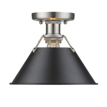 Golden 3306-FM PW-BLK - Orwell 1-Light Flush Mount in Pewter with Matte Black