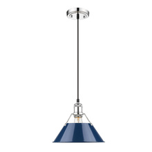 Golden 3306-M CH-NVY - Orwell 10" Wide Medium Pendant in Chrome with Matte Navy