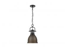 Golden 3602-S BLK-RBZ - Duncan Small Pendant with Chain in Matte Black with Rubbed Bronze