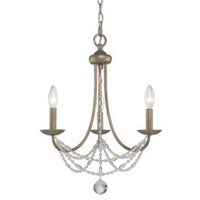 Golden 7644-M3 GA - Mirabella 3 Light Mini Chandelier in Golden Aura with Pearl Chiffon Shade