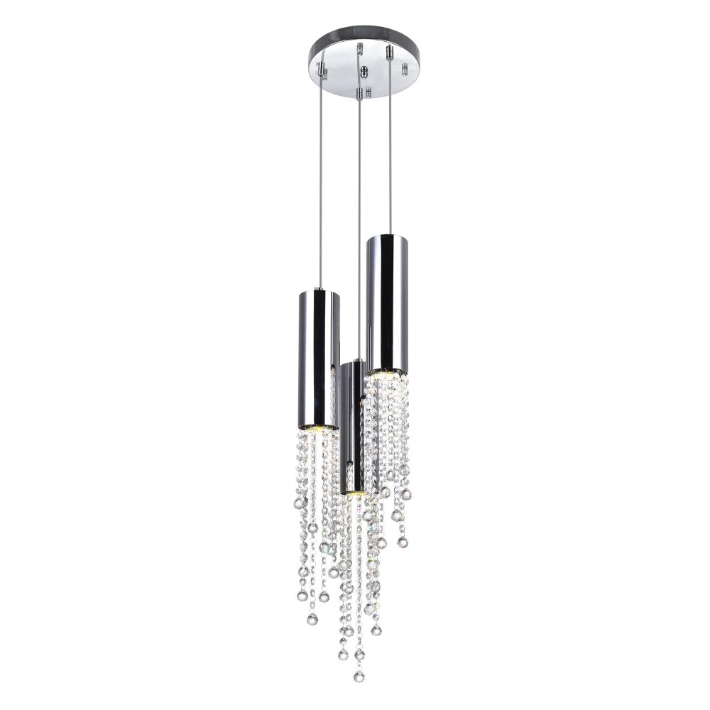 Extended 3 Light Down Mini Pendant With Chrome Finish