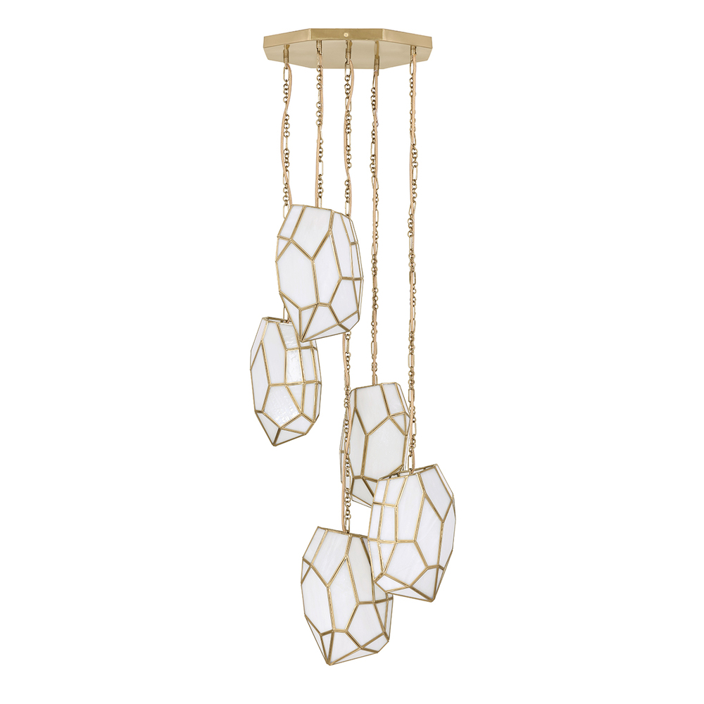 Heera 5 Light Pendant in Brass