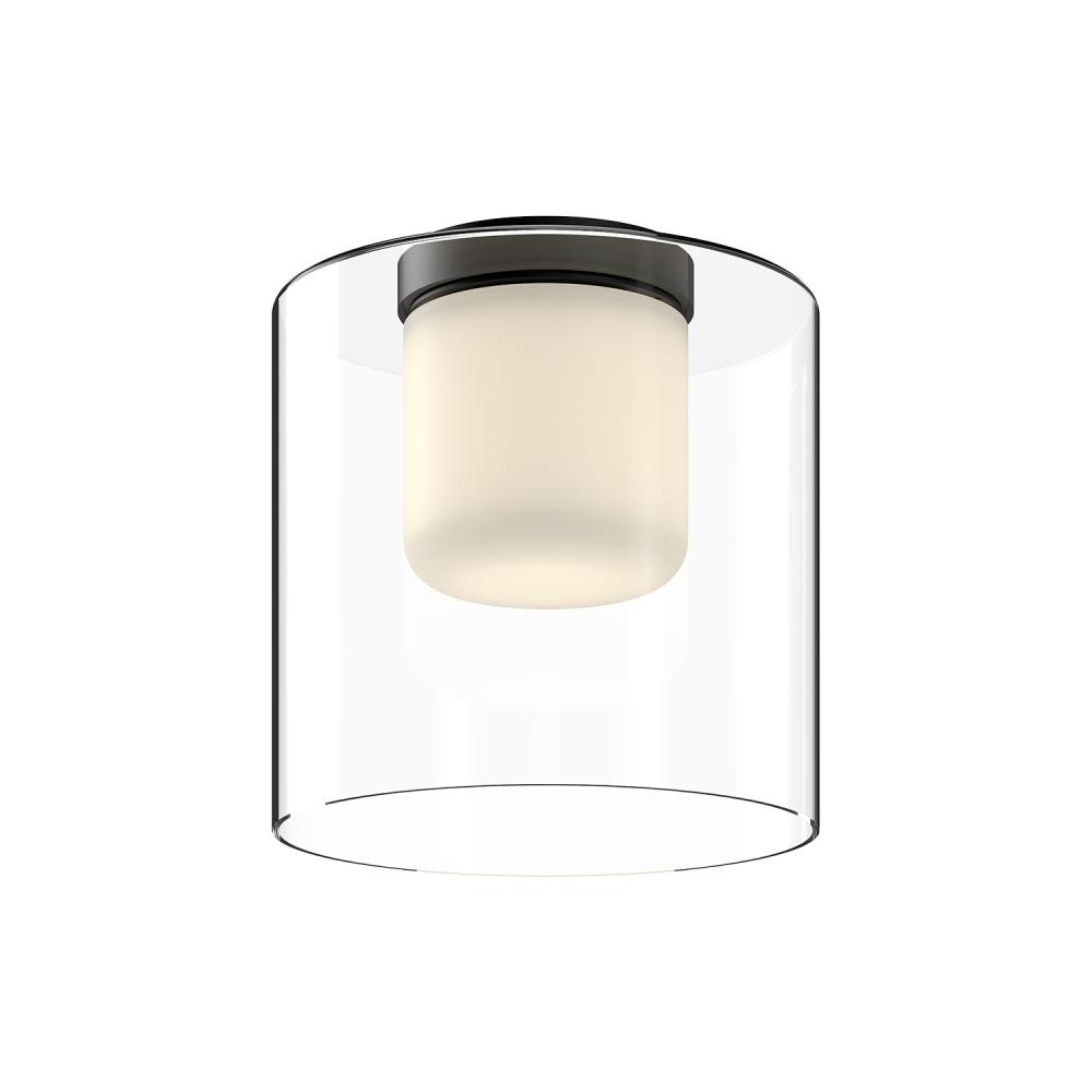 Birch 9-in Black/Clear LED Flush Mount