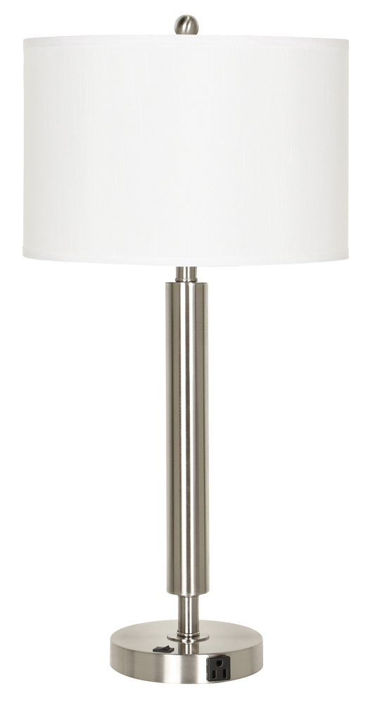 30" Tall Metal Table Lamp in Brushed Steel