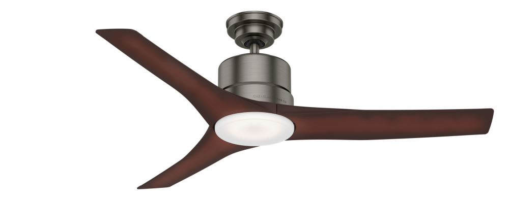 Casablanca 52 in Piston Brushed Slate Damp Rated Ceiling Fan with LED Light Kit and Handheld Remote