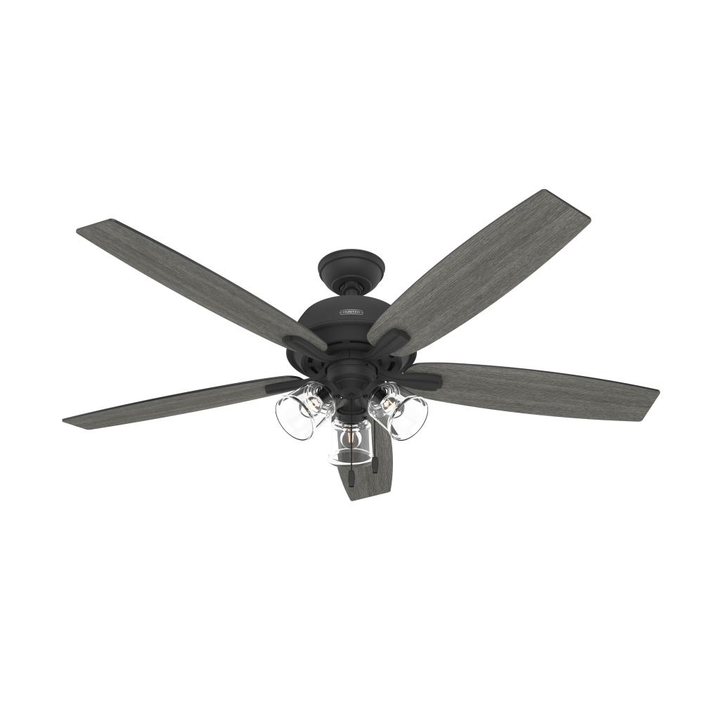 Hunter 60 inch Dondra ENERGY STAR® Matte Black Ceiling Fan with LED Light Kit and Pull Chain