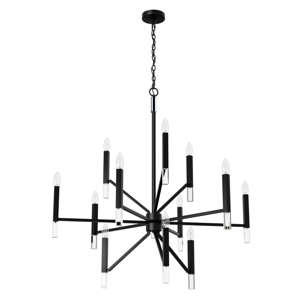 Hunter Sunjai Matte Black 12 Light Chandelier Ceiling Light Fixture