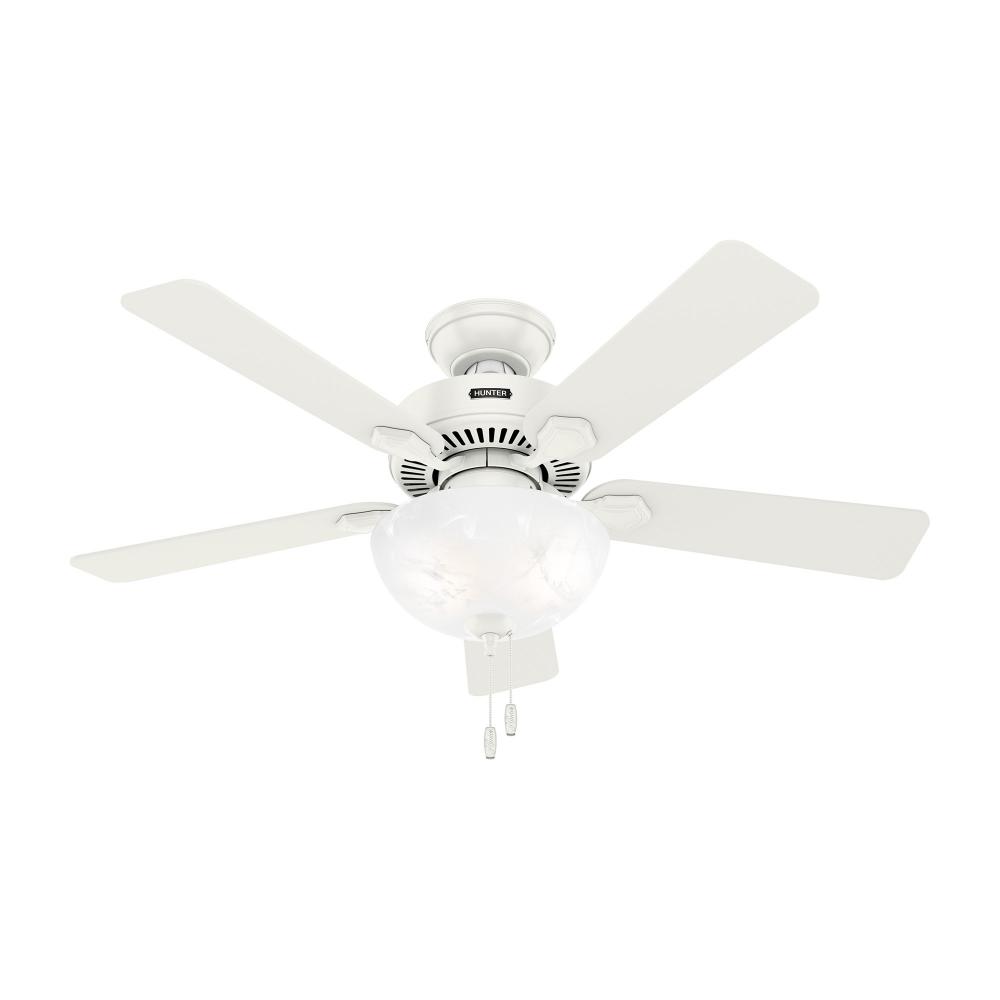 Hunter 44 inch Swanson ENERGY STAR® Fresh White Ceiling Fan with LED Light Kit and Pull Chain