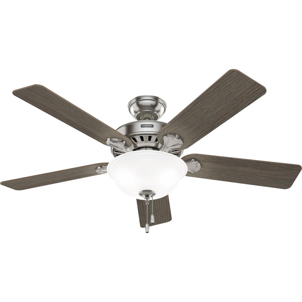 Hunter 52 inch Pro's Best ENERGY STAR® Brushed Nickel Ceiling Fan with LED Light Kit and Pull Ch