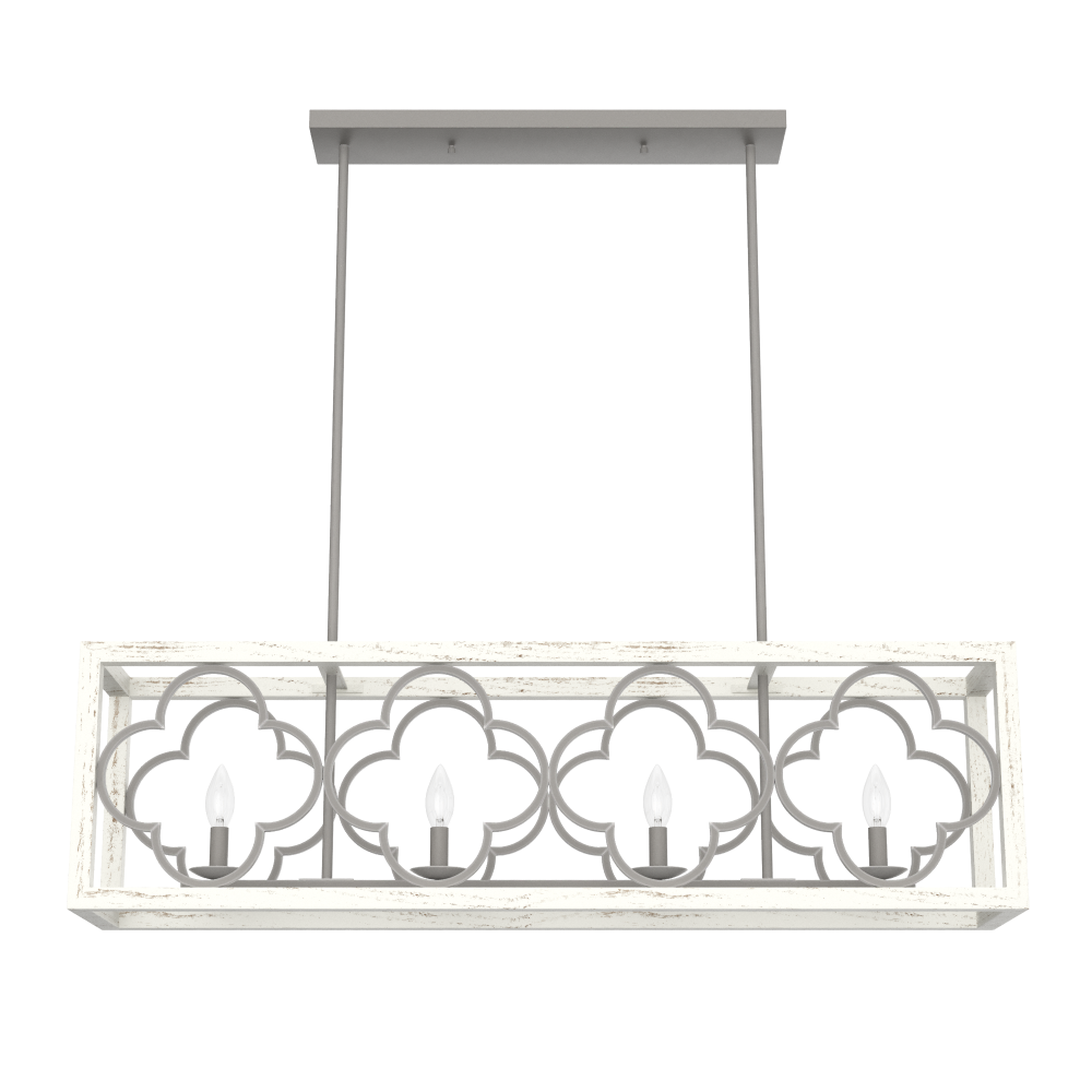 Hunter Gablecrest Painted Concrete and Rustic White 4 Light Chandelier Ceiling Light Fixture